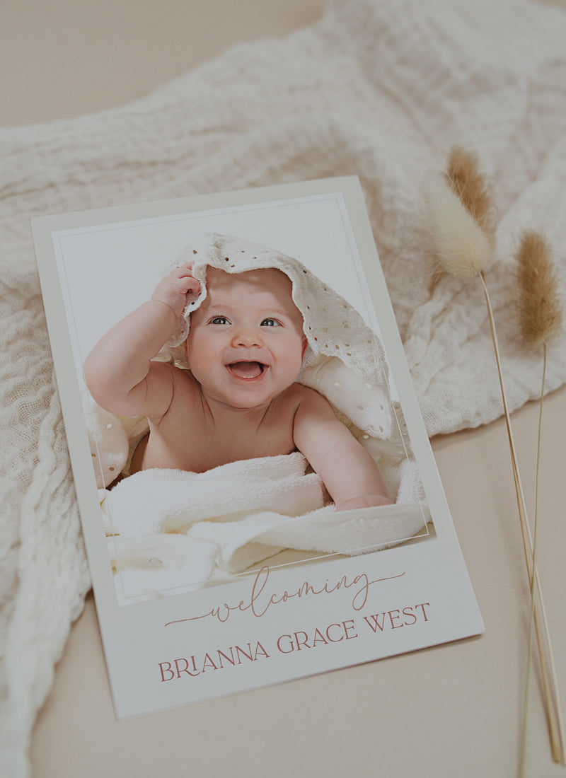 Baby girl birth announcement card