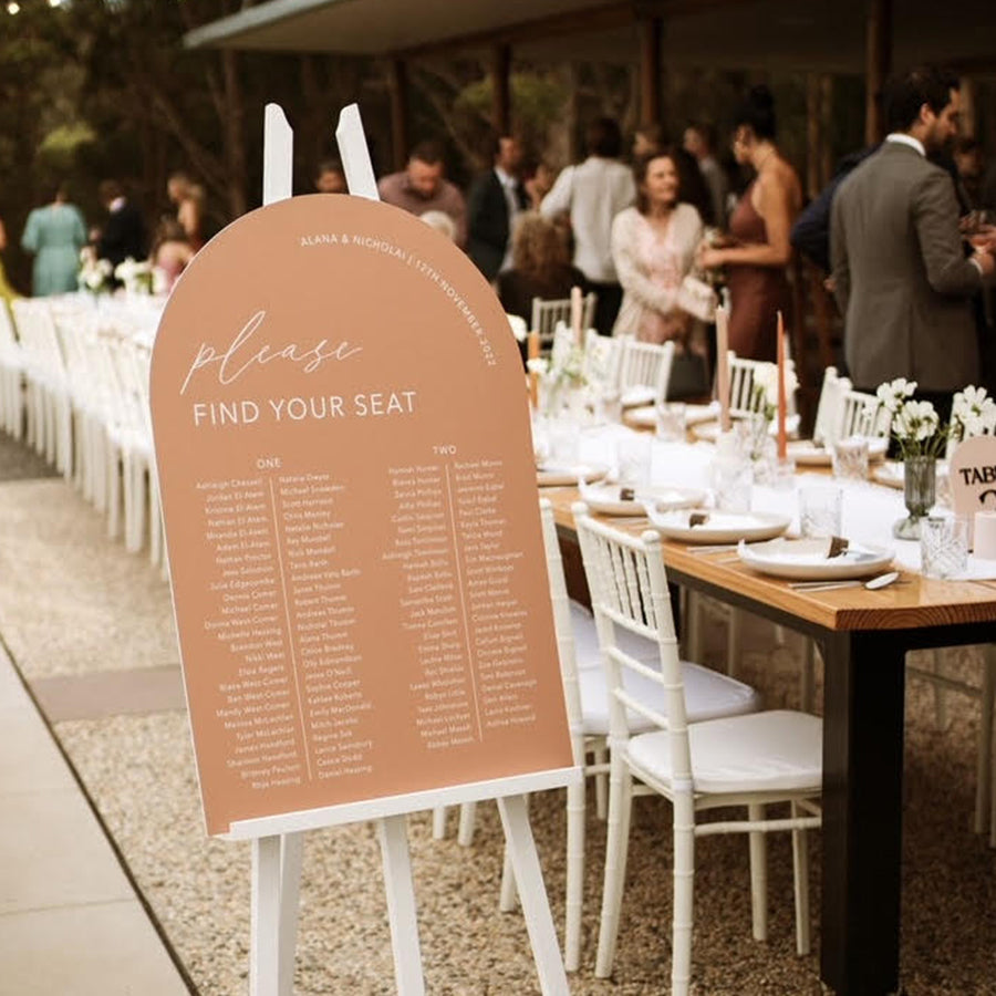 Arch shape wedding seating chart Australia