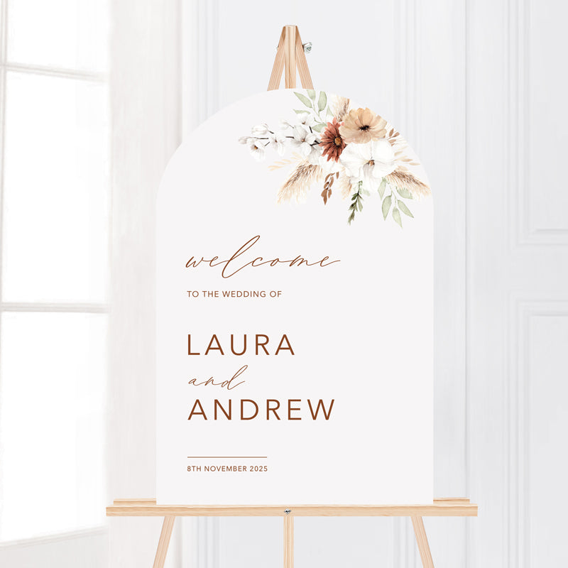Boho Wedding Welcome Sign Board – Peach Perfect Stationery
