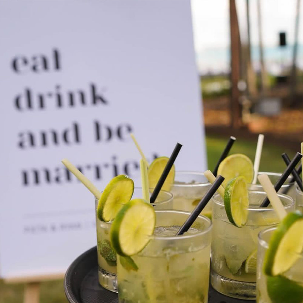 Statement wedding sign with eat drink and be married