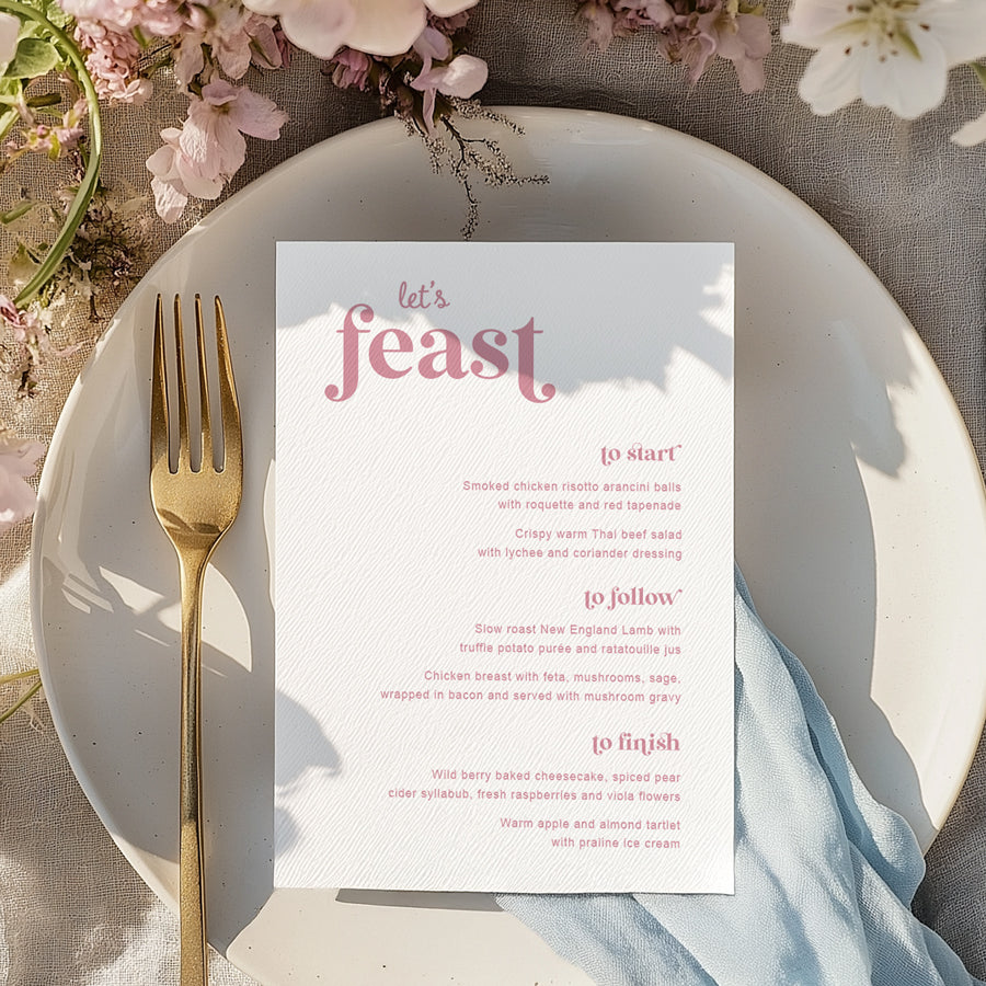Felicity The Menu Beautiful & Affordable Wedding Day Stationery | Personalised & Semi ...