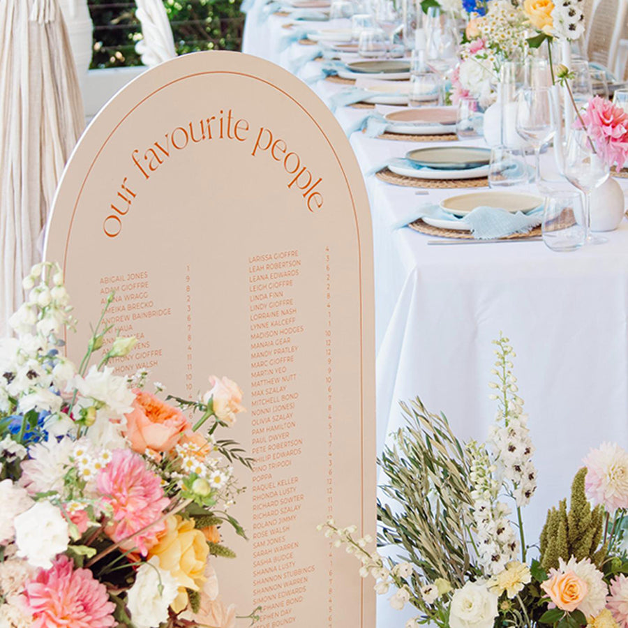 wedding seating chart in banquet layout peach perfect australia