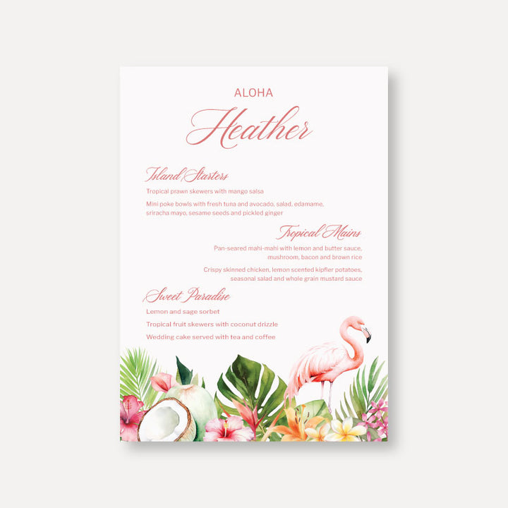 Aloha - Tropical Wedding Menu