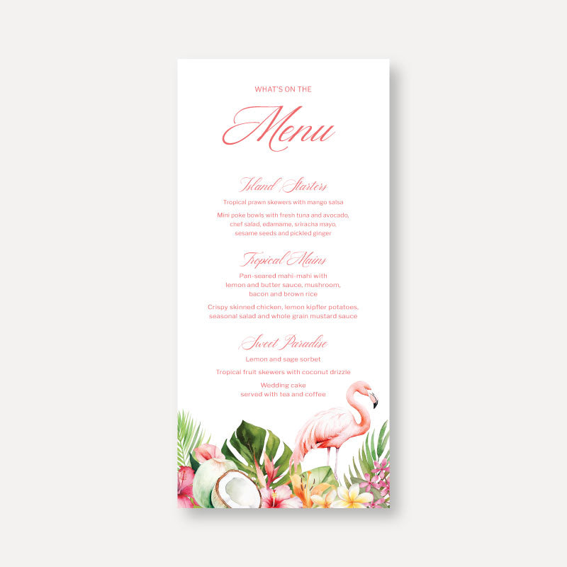 Aloha - Tropical Wedding Menu