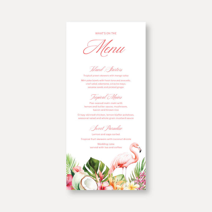 Aloha - Tropical Wedding Menu