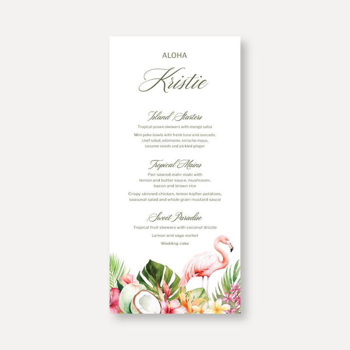 Aloha - Tropical Wedding Menu