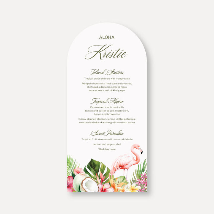 Aloha - Tropical Wedding Menu