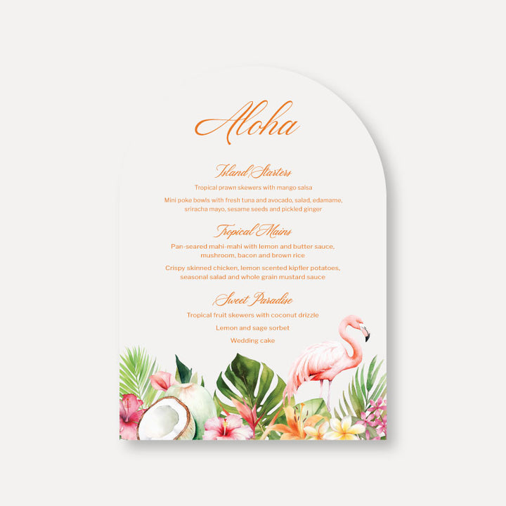 Aloha - Tropical Wedding Menu