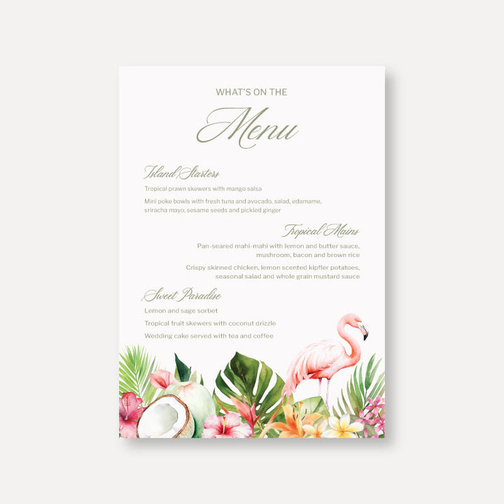 Aloha - Tropical Wedding Menu