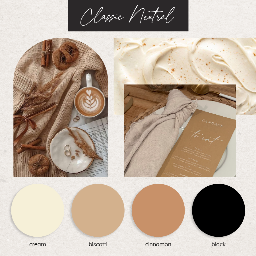 Classic neutral cream and cinnamon wedding stationery colour concept inspiration Australia