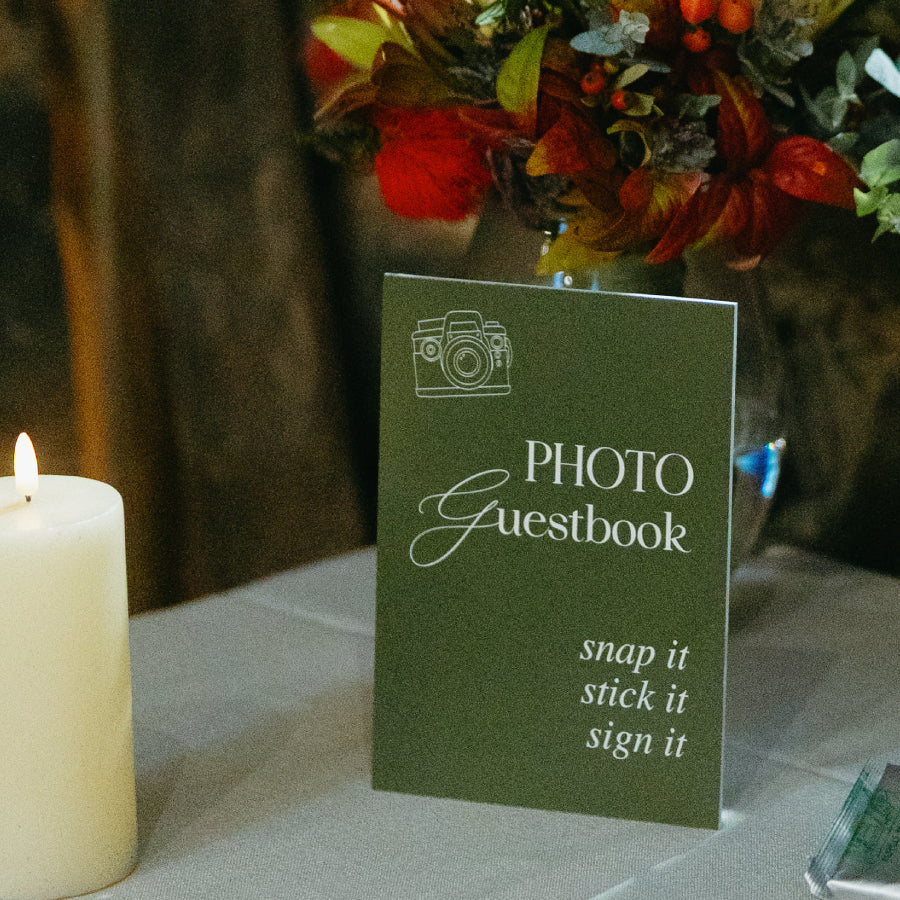 Wedding Photo guestbook sign in green and white