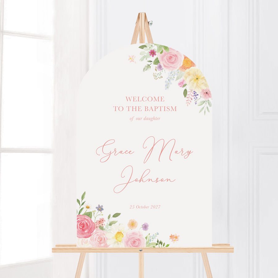 Rosalie Baptism Welcome Sign