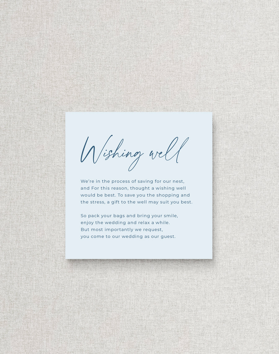 Summer suite wishing well card to match your invitation suite with the heading gifts.