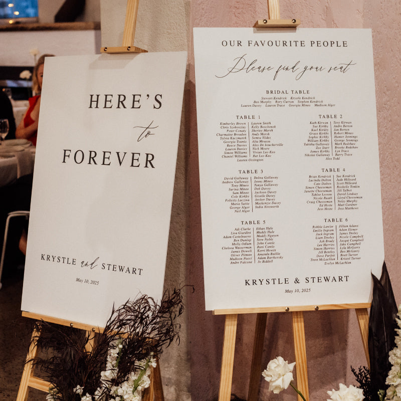Wedding sign discounted package with welcome sign and seating chart on acrylic or foamboard.