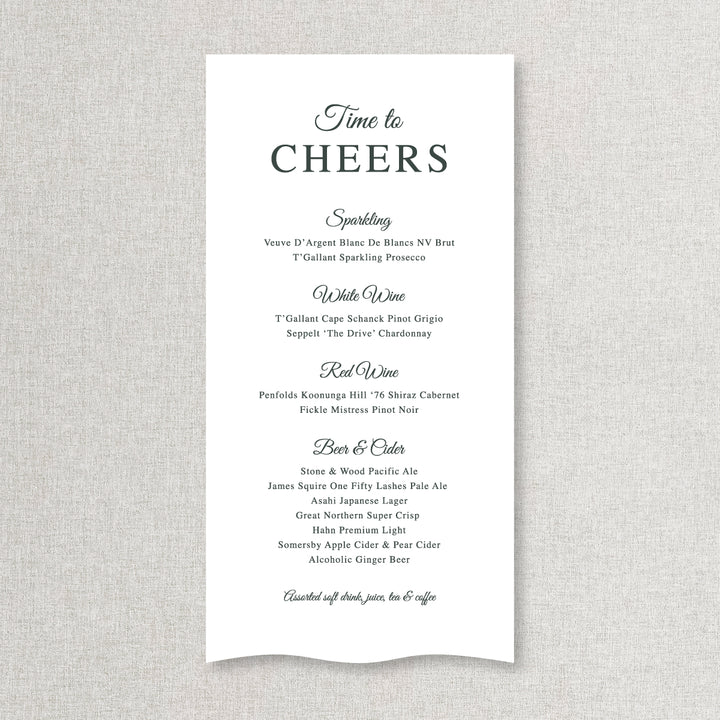 Time to cheers wedding bar and beverages sign printed on fabric material in Australia
