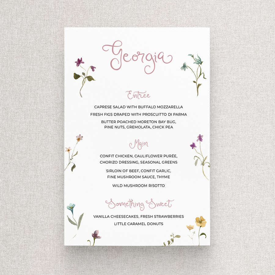 Wedding Menu - Wildflower