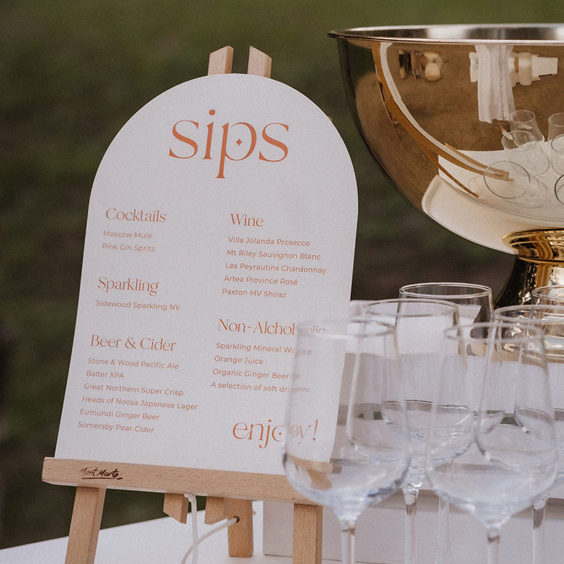 Abigail collection bar sign in arch shape with SIPS as heading
