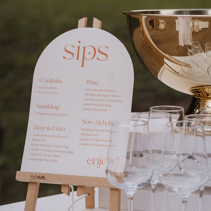 Abigail collection bar sign in arch shape with SIPS as heading