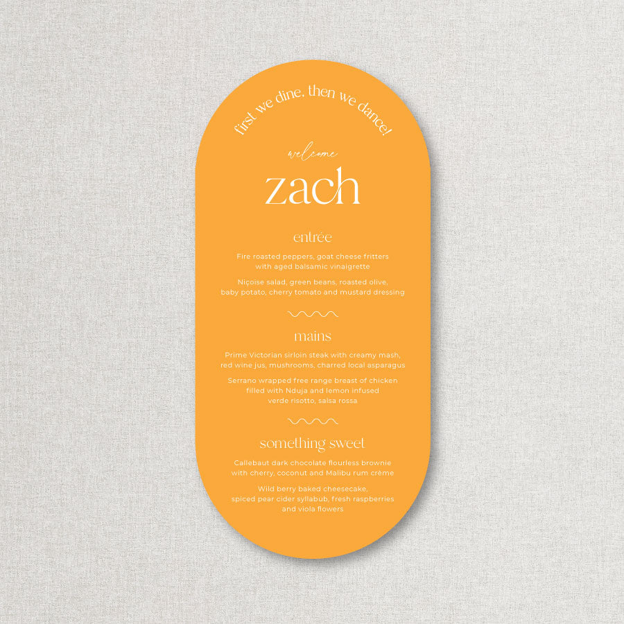 Abigail Wedding Menu