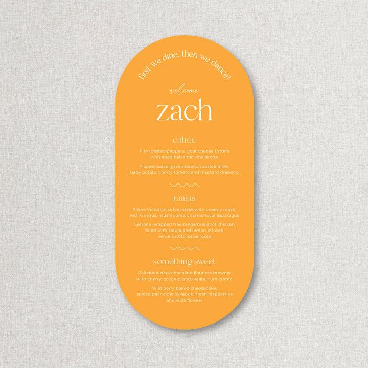 Abigail Wedding Menu