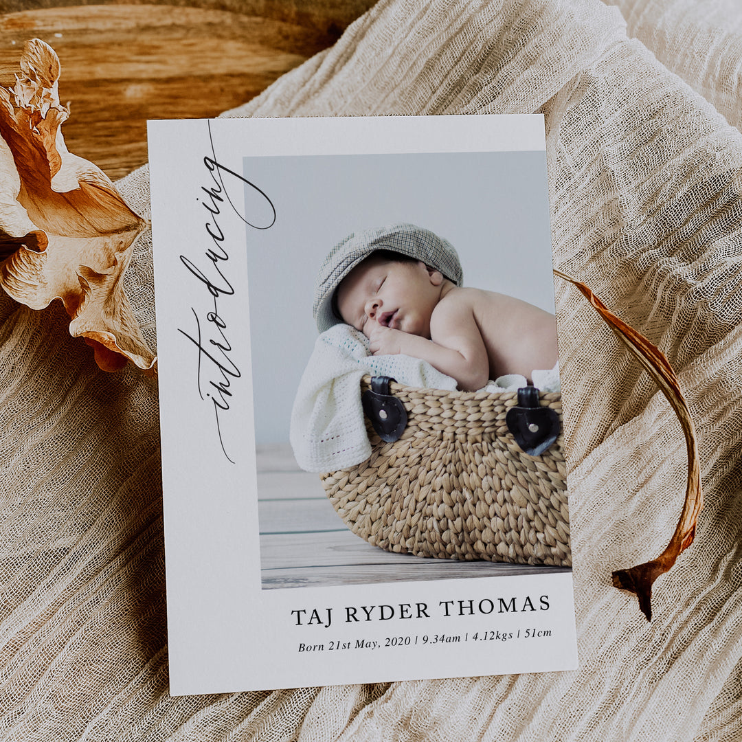 Newborn baby birth announcement cards Australia. Professionally designed and printed.