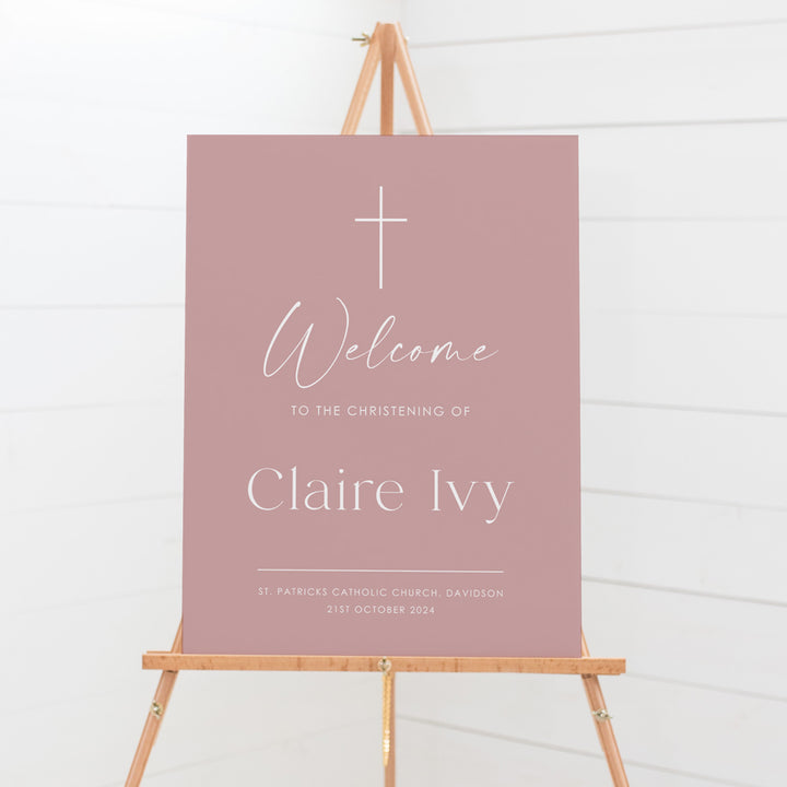 A soft dusty pink welcome sign board for a child&