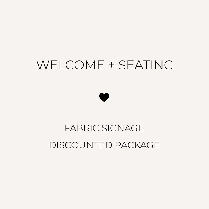 Wedding sign discounted package for welcome sign and seating chart on fabric in linen or satin Australia