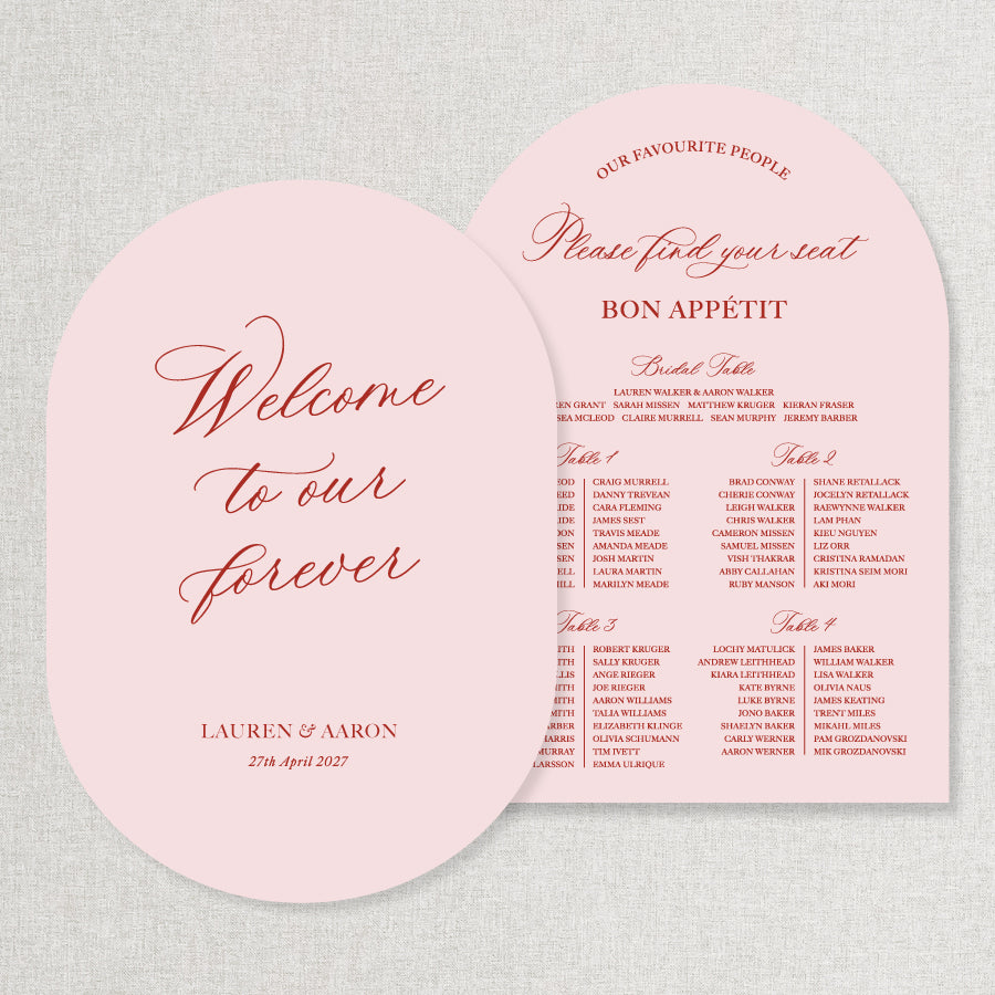 Wedding welcome sign and seating chart bundle discount in any colours with traditional calligraphy and Welcome to our Forever heading