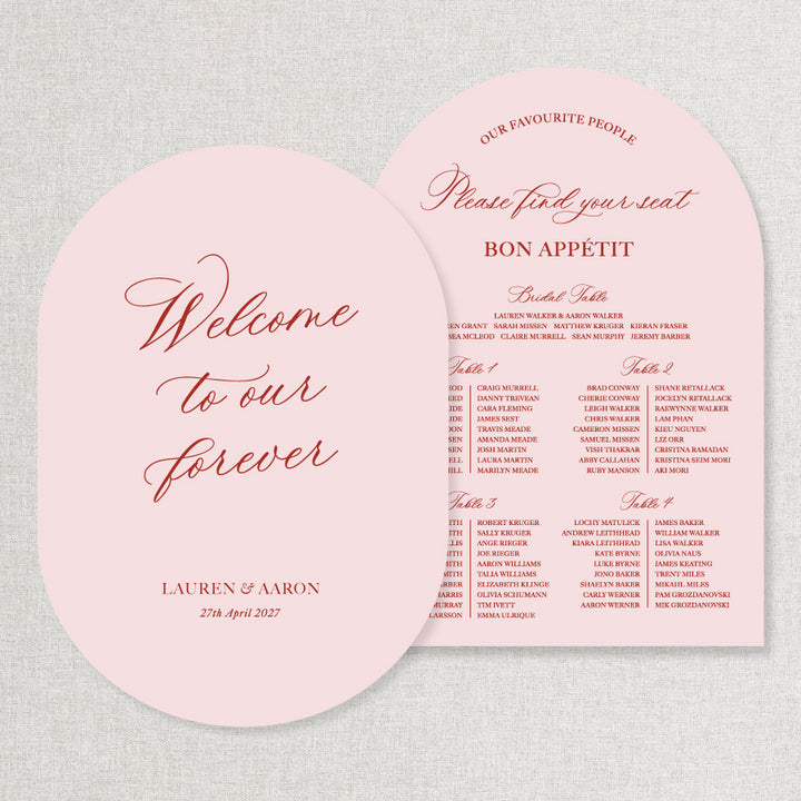 Wedding welcome sign and seating chart bundle discount in any colours with traditional calligraphy and Welcome to our Forever heading