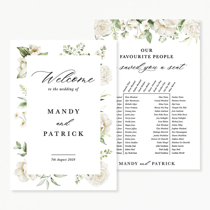 Mandy Sign Mandy Wedding Signage Bundle | White Floral & Greenery β Peach Perfect ...