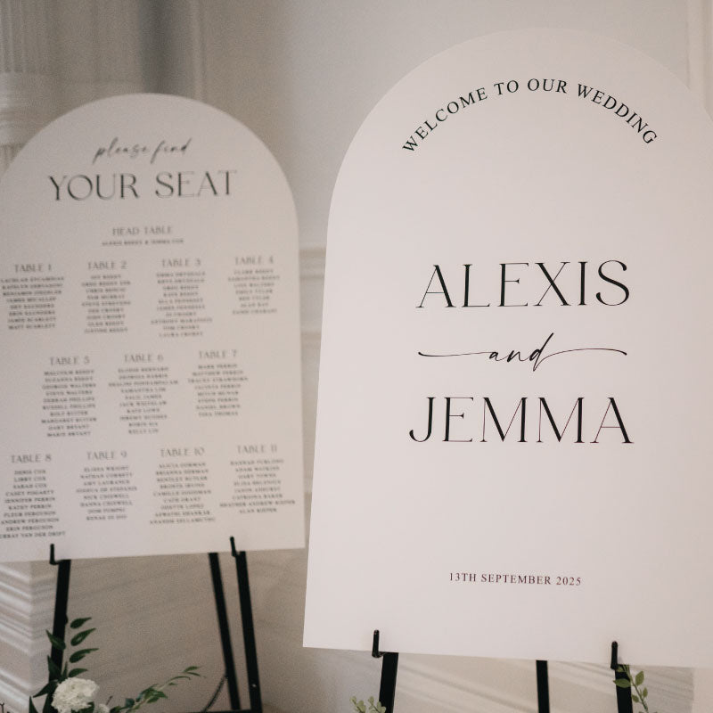 wedding welcome sign and seating chart package printed on foamboard or acrylic Australia