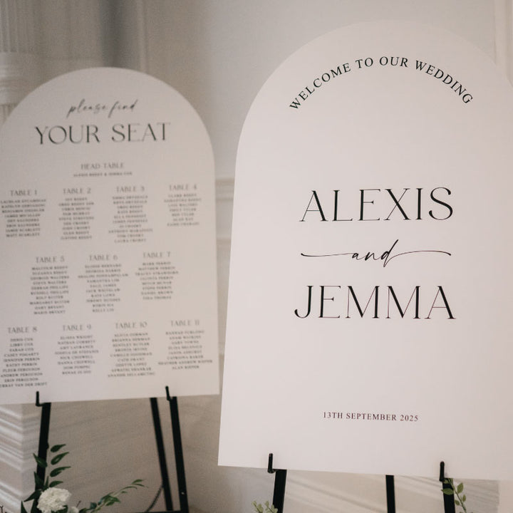wedding welcome sign and seating chart package printed on foamboard or acrylic Australia