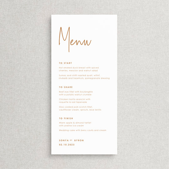WEDDING MENUS – Peach Perfect Stationery