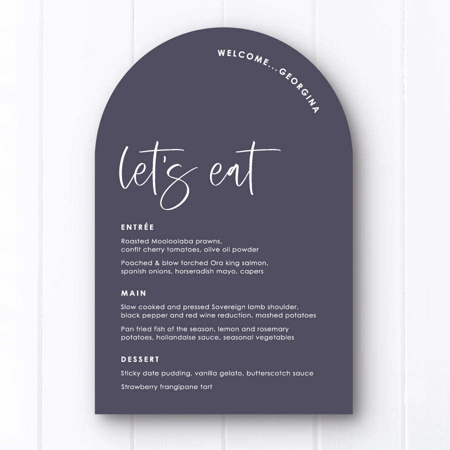 Arched Menu Arch Shape Wedding Menu Australia – Peach Perfect Stationery