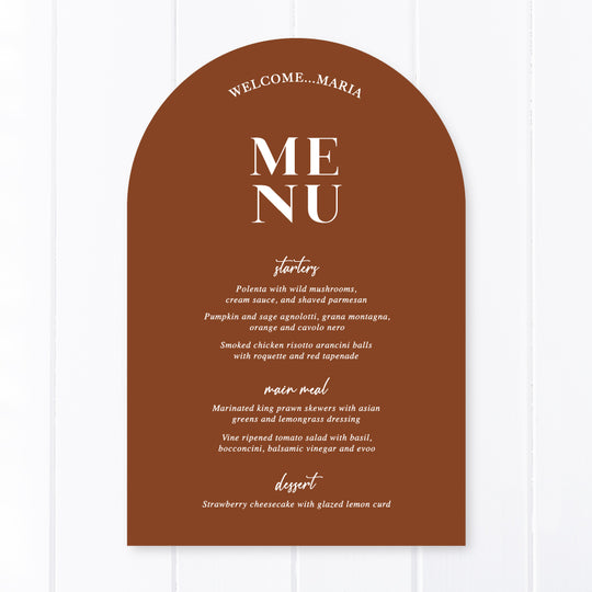 Arch Shape Wedding Menu Australia – Peach Perfect Stationery