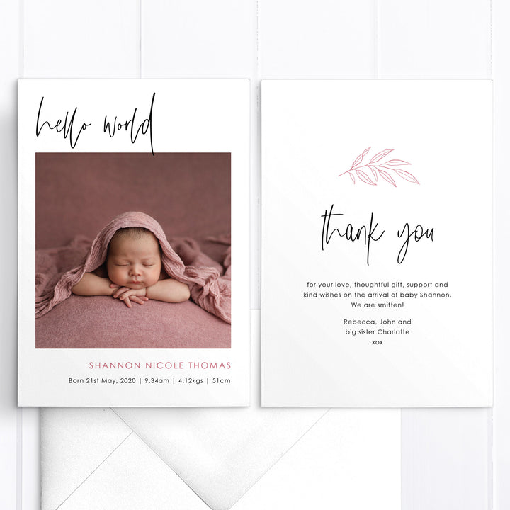 Baby Girl Birth Announcement - Shannon