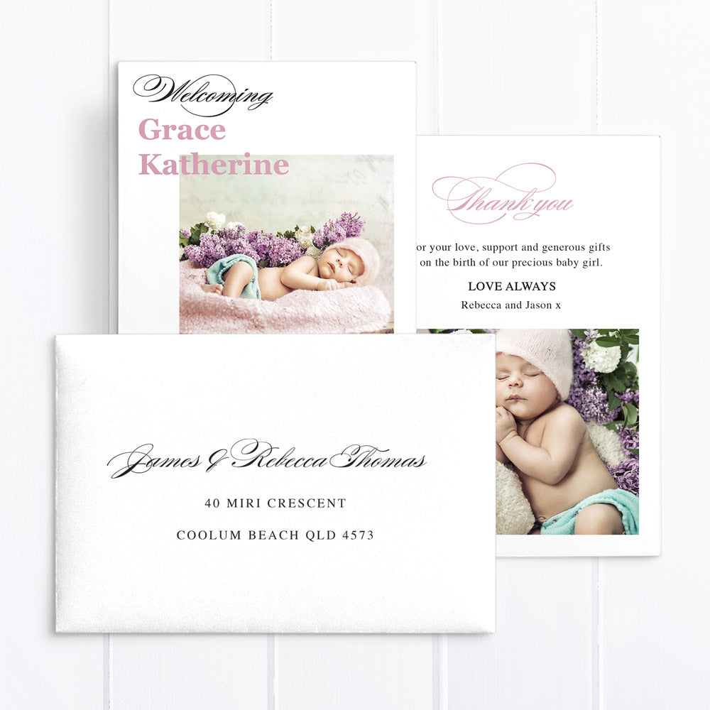 Baby Girl Birth Announcement - Grace Katherine