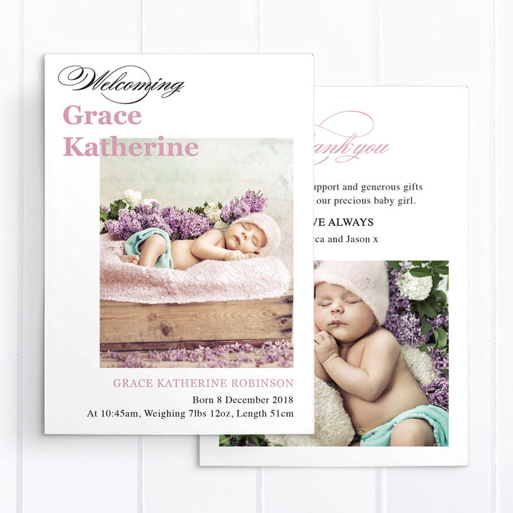 Baby Girl Birth Announcement - Grace Katherine
