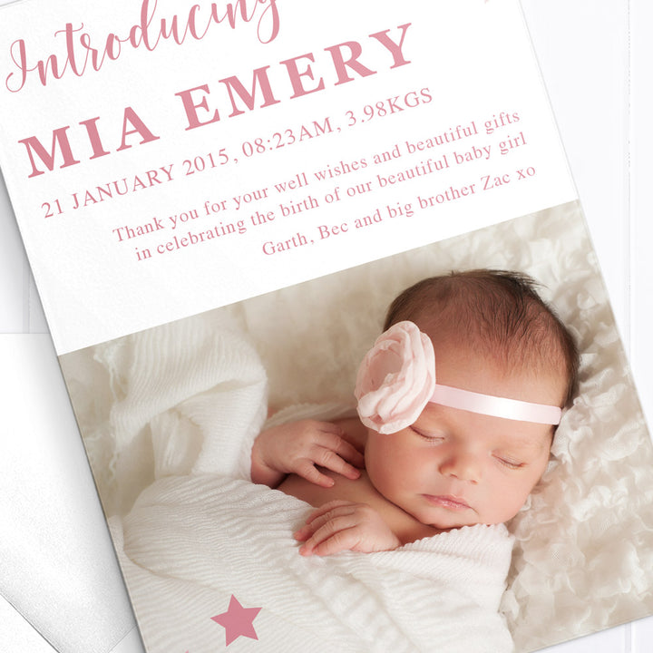 Baby Girl Birth Announcement - Little Star