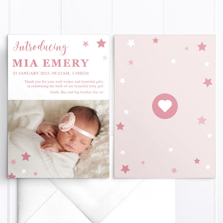 Baby Girl Birth Announcement - Little Star