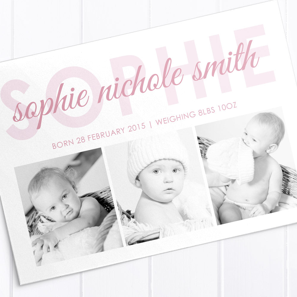 Baby Girl Birth Announcement - Sophie Nicholle