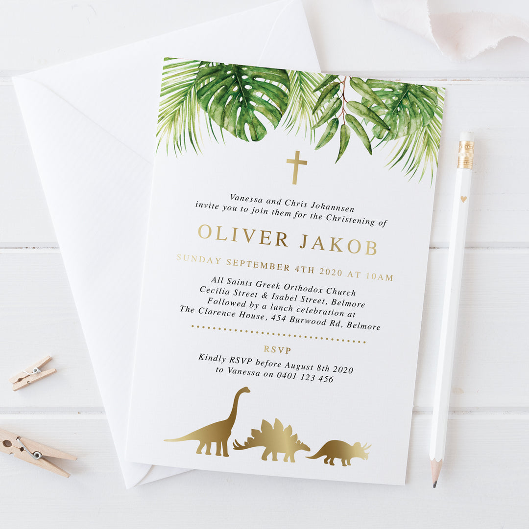 Oliver - Foil Baptism Invitation