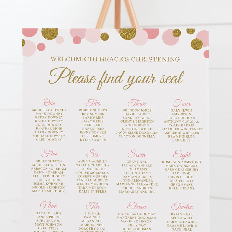 Sparkle Confetti - Baptism Seating Chart
