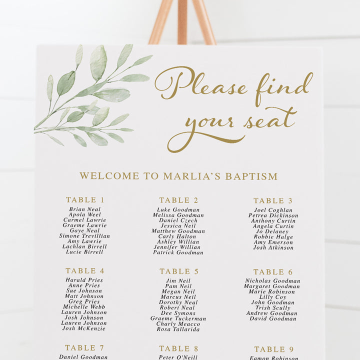 Marlia - Baptism Seating Chart