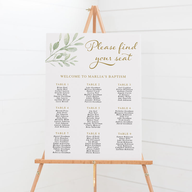 Marlia - Baptism Seating Chart