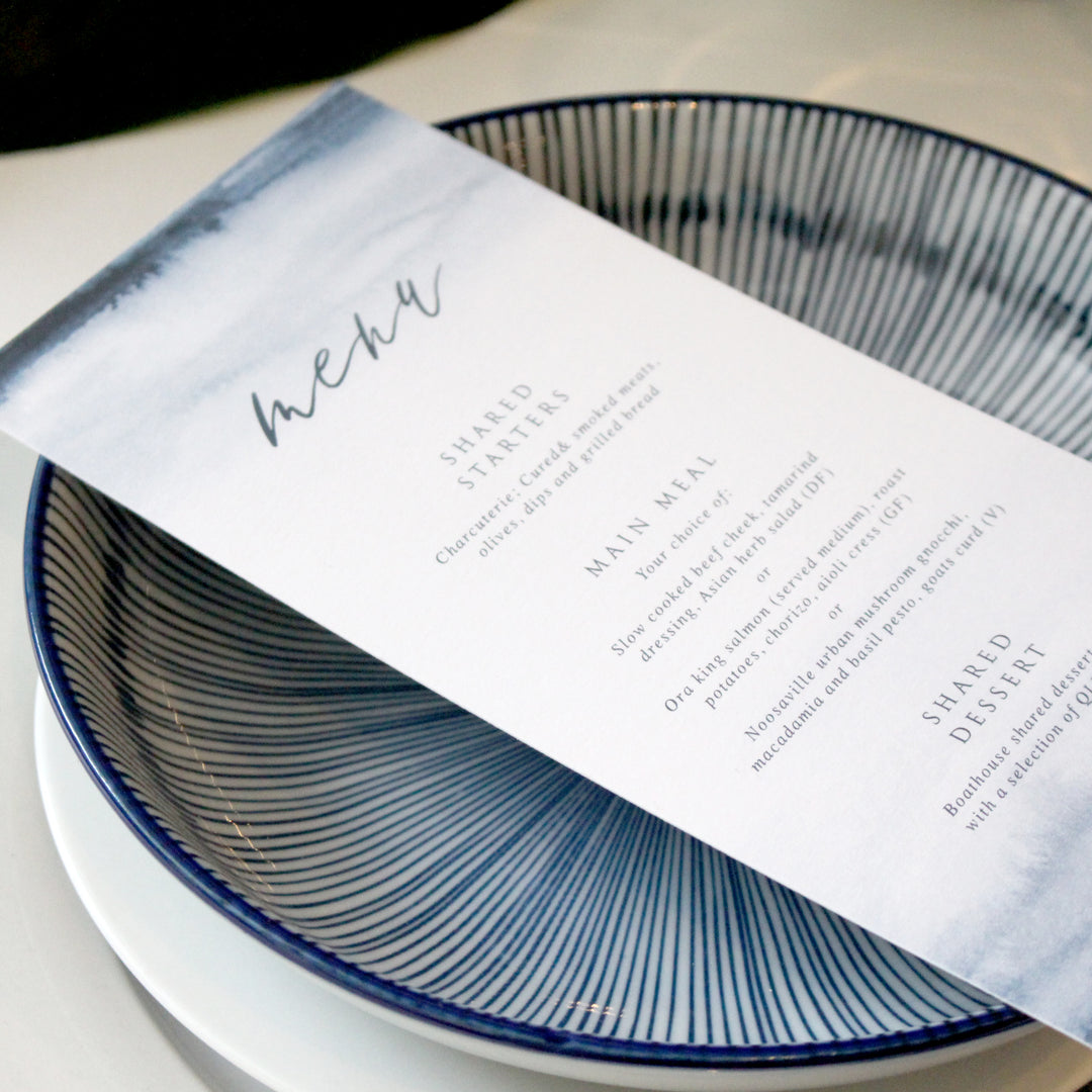 Custom designed printable wedding menus designed by Peach Perfect Australia. Print Your Own.