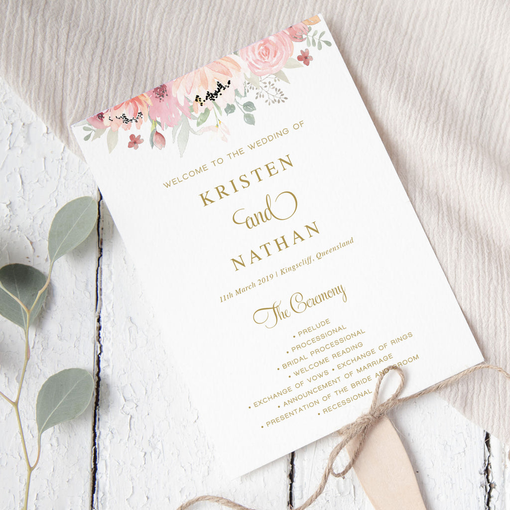 Floral wedding programs | Honestweddingadvice.com