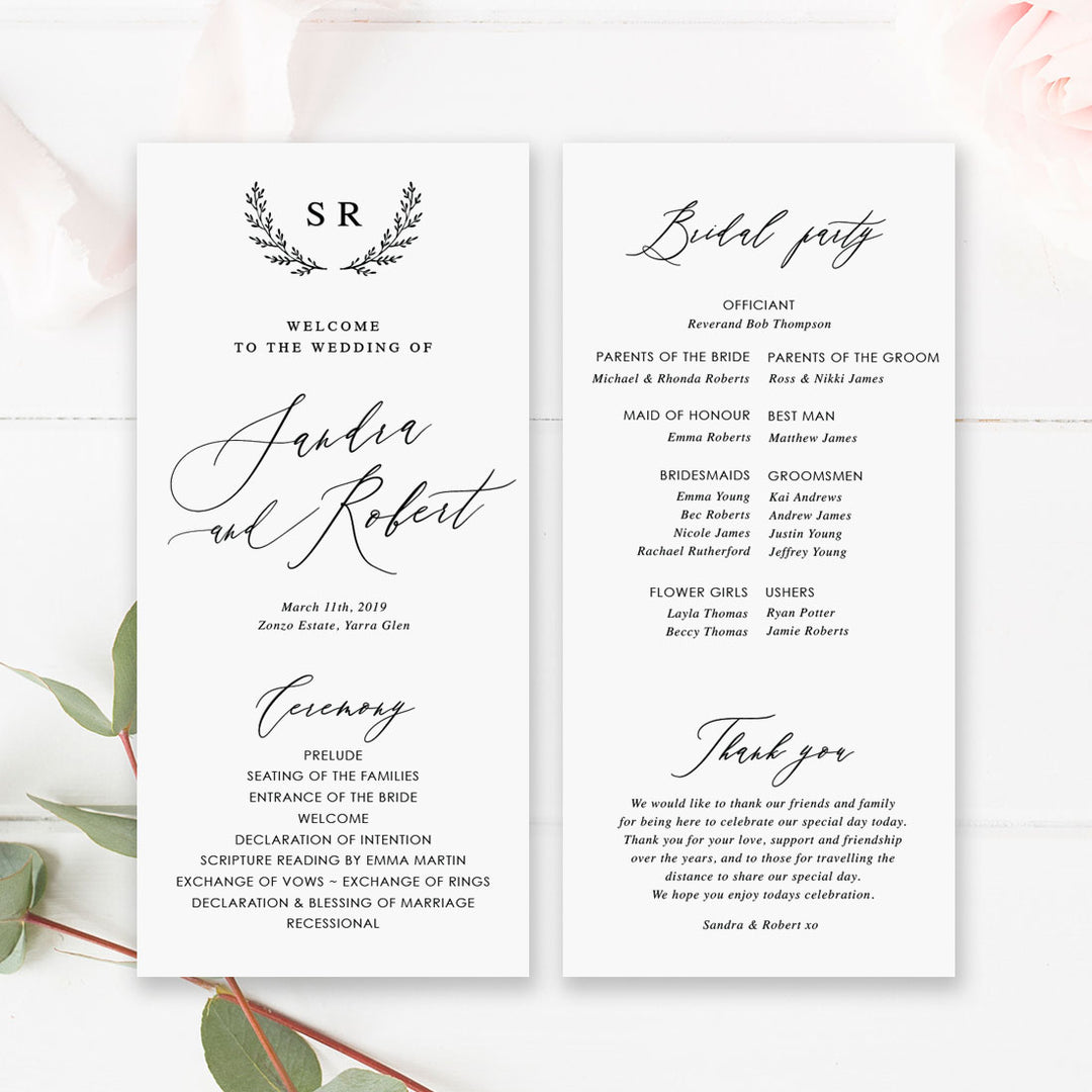 Program Caligrophy Calligraphy wedding program | Beachweddingtips.com