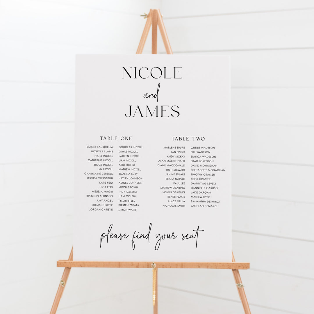Find Your Seat Wedding Sign | The Lauren