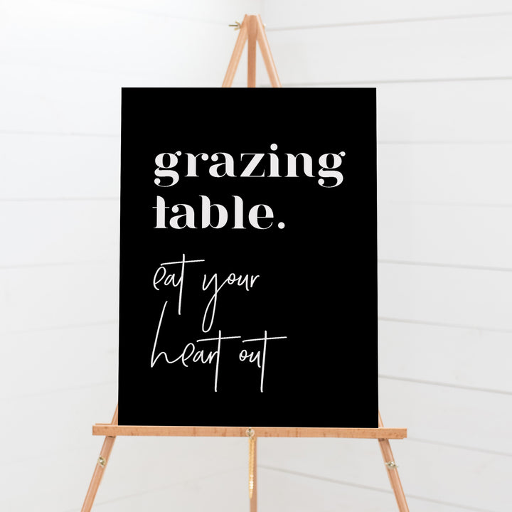 Wedding grazing table signboard, Modern block font and calligraphy font. Eat your heart out event sign. Printed in Australia or Printable DIY Wedding Sign.